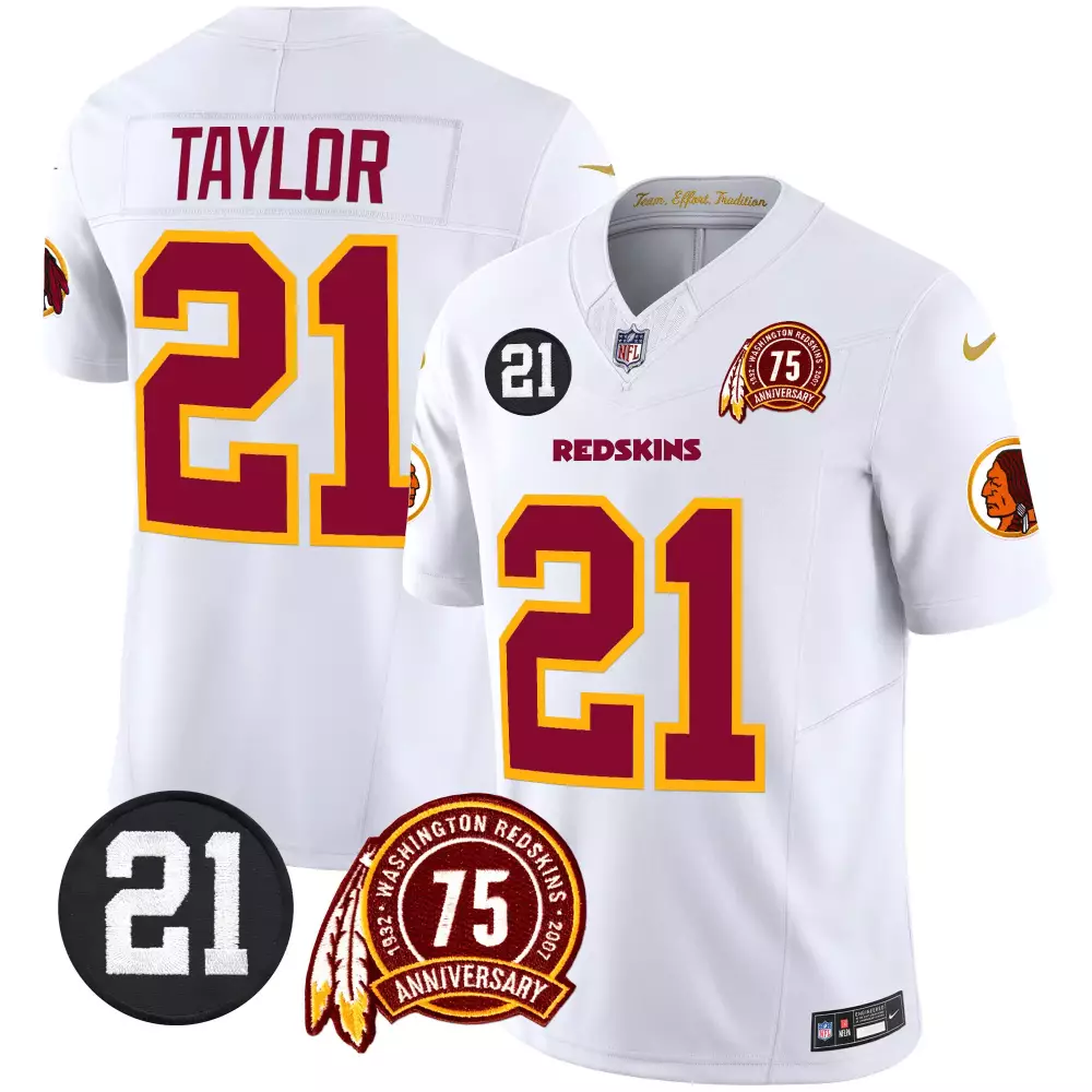 Sean Taylor 21 Jersey White 75th Anniversary Washington Redskins Men Maroon Gold