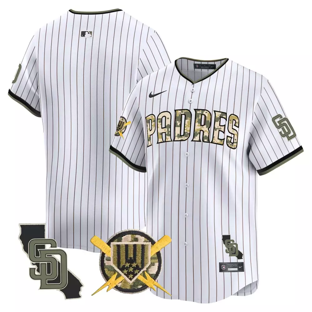Pinstripe San Diego Padres Jersey White Camo California State Shape Sd 2024 Men Green
