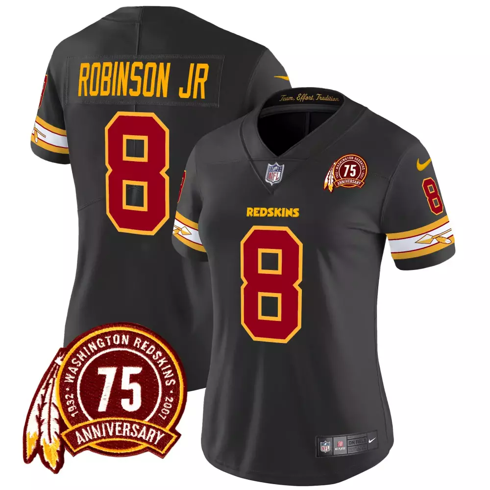 Robinson Jr. 8 Redskins Jersey Black 75th Anniversary Men Maroon Gold Vapor Limited