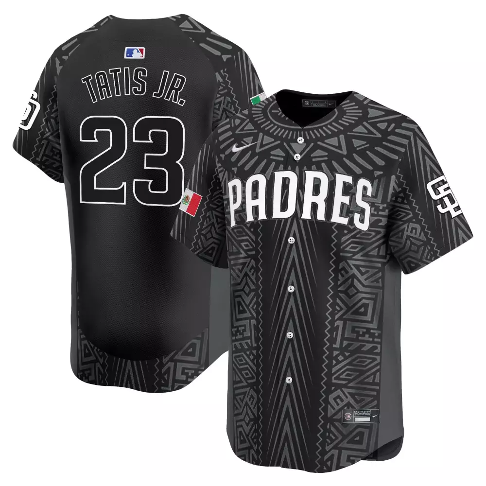 Fernando Tatis Jr. 23 Padres Jersey Black Mexico Flag Men Alternate Custom Design