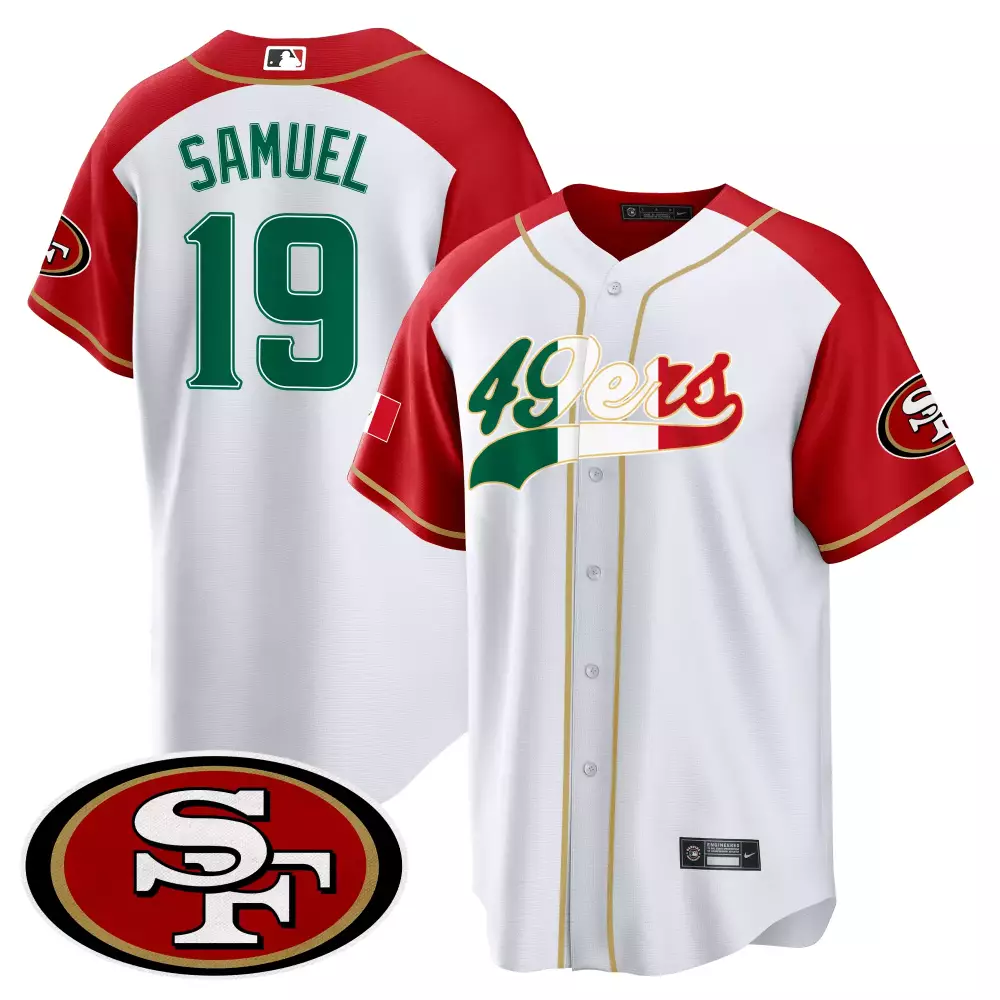 Deebo Samuel 19 Jersey White San Francisco 49ers Mexico Flag Men Alternate Split Design