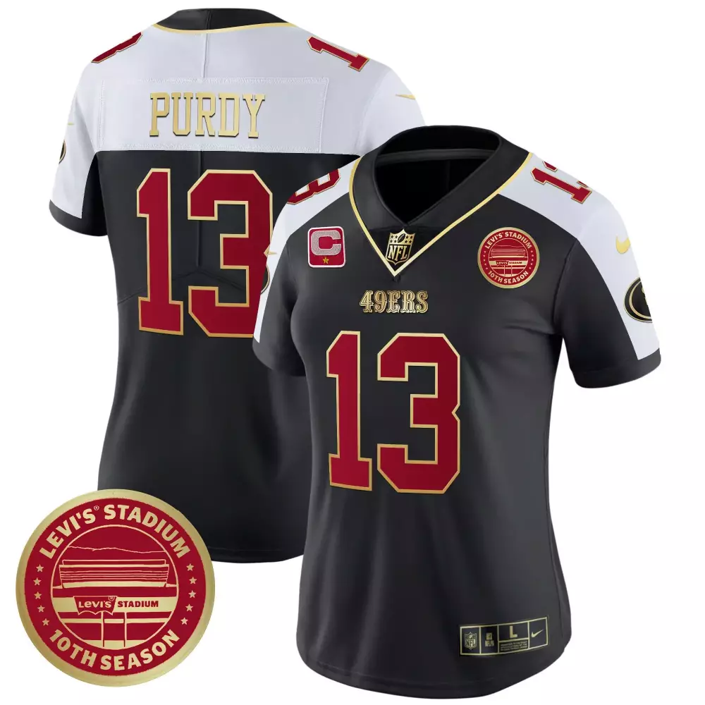 Brock Purdy 13 49ERS Jersey Black Levi's Stadium 10th Season 2023 Women Alternate