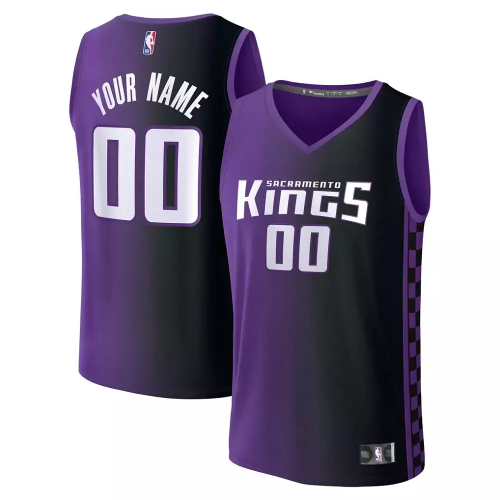 Custom Sacramento Kings Jersey Purple Men NBA Black Replica