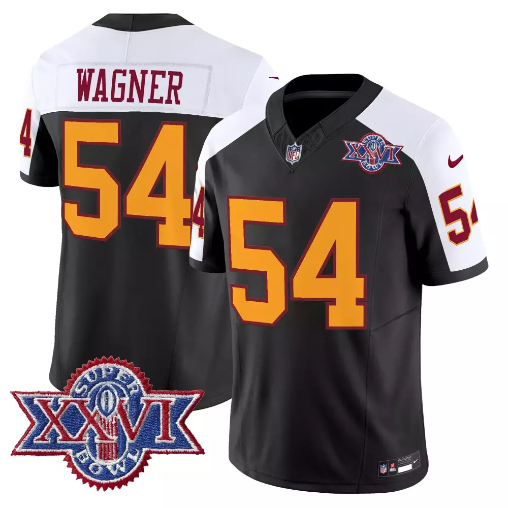 Wagner Redskins 54 Jersey Black Super Bowl Xxvi Washington Commanders Men Alternate