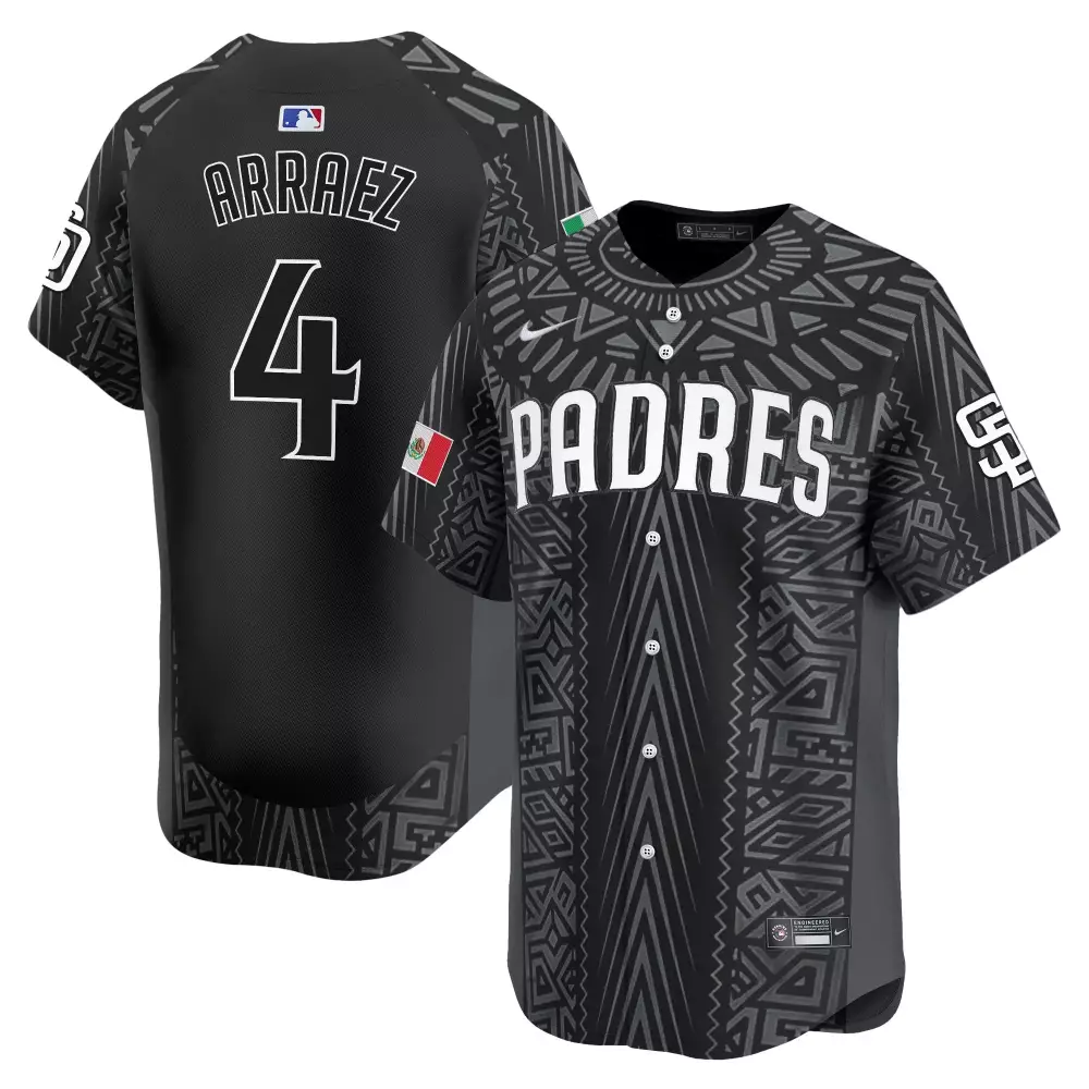Arraez Mexican 4 Padres Jersey Black City Connect Mexico Flag 2023 Men Alternate