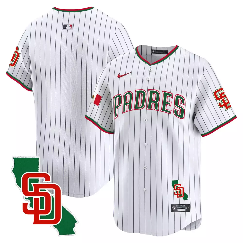 Fernando Tatis Jr. 23 Jersey White City Connect San Diego Padres Mexico Flag California State Outline