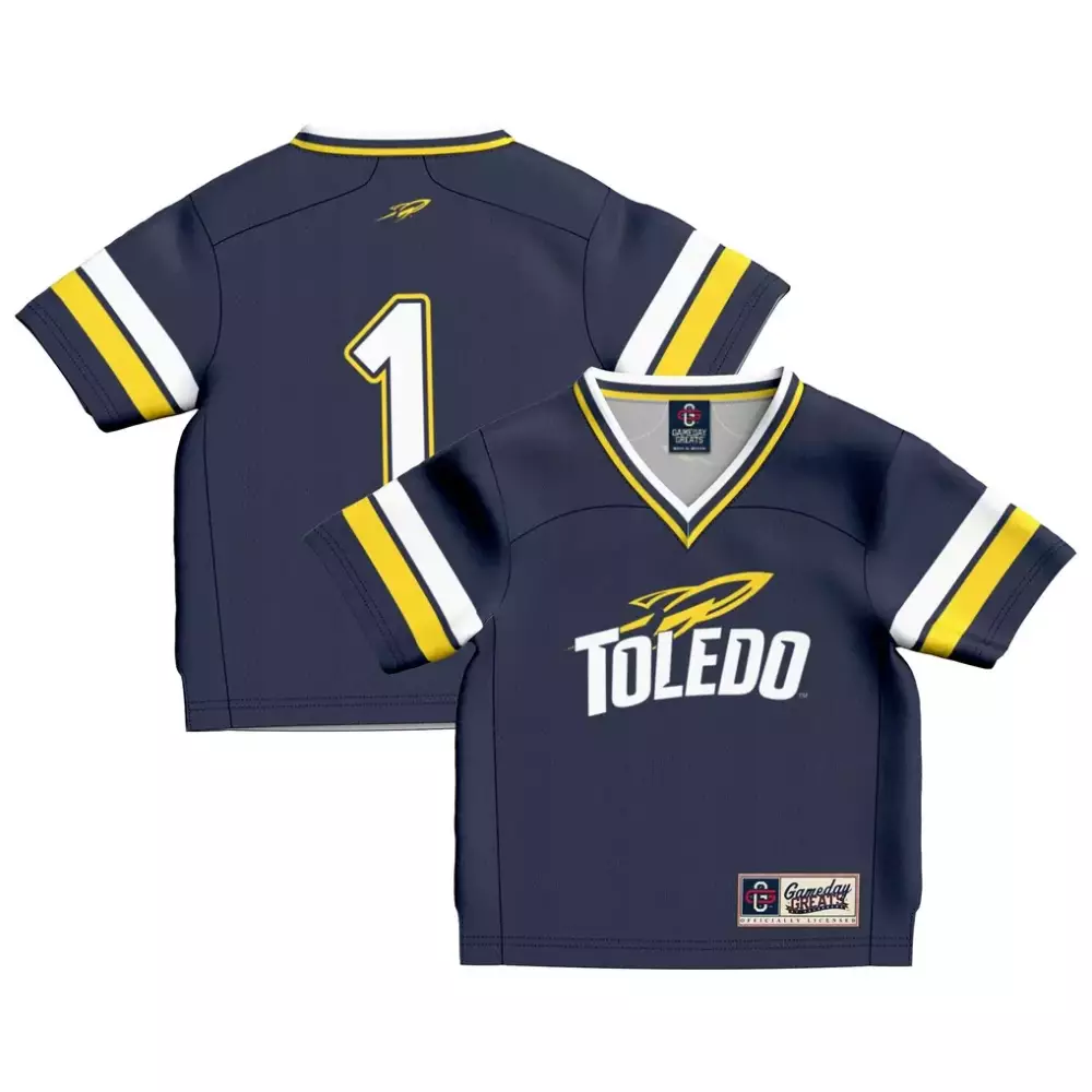 Custom Toledo 1 Jersey Navy Gameday Greats Yellow White Fashion