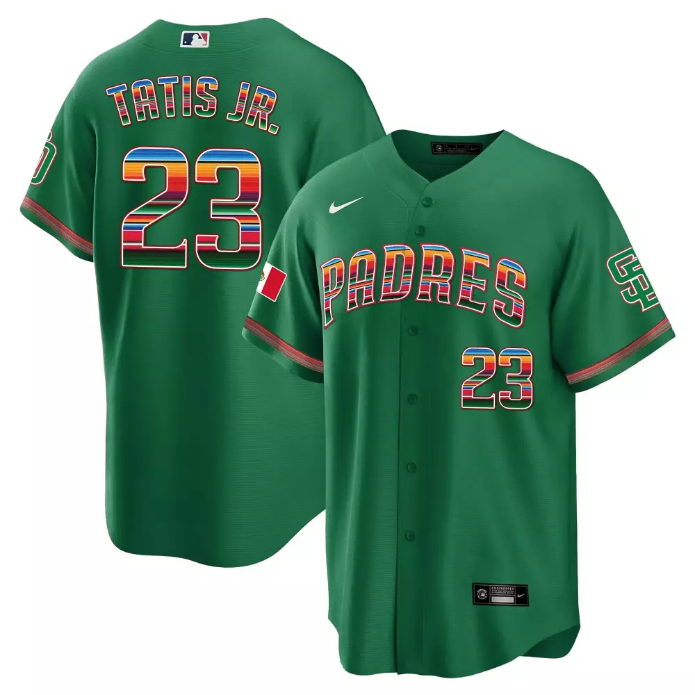 Fernando Tatis 23 Padres Jersey Green City Connect Mexico Flag 2023 Men Split Design