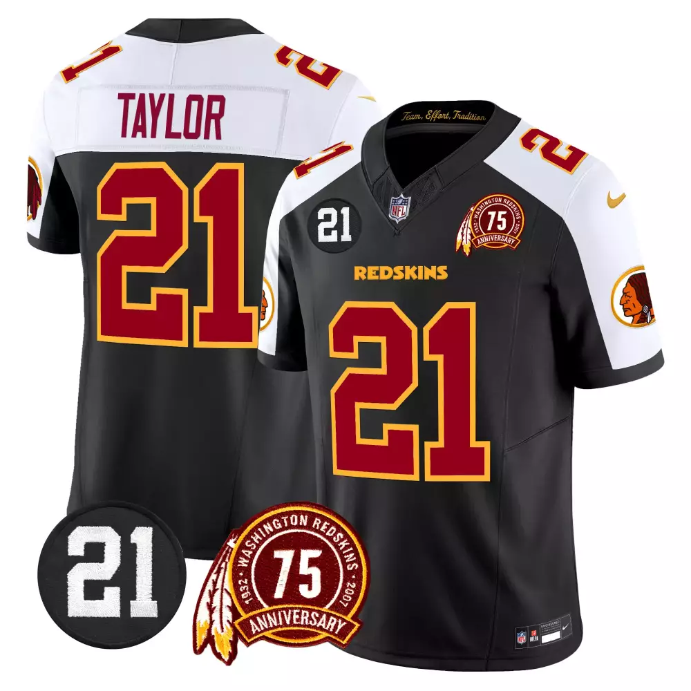 Sean Taylor 21 Jersey Black Washington Redskins 75th Anniversary Men Burgundy Gold