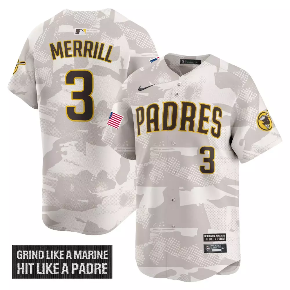 Jackson Merrill 3 Padres Jersey White Military Appreciation United States Flag Men