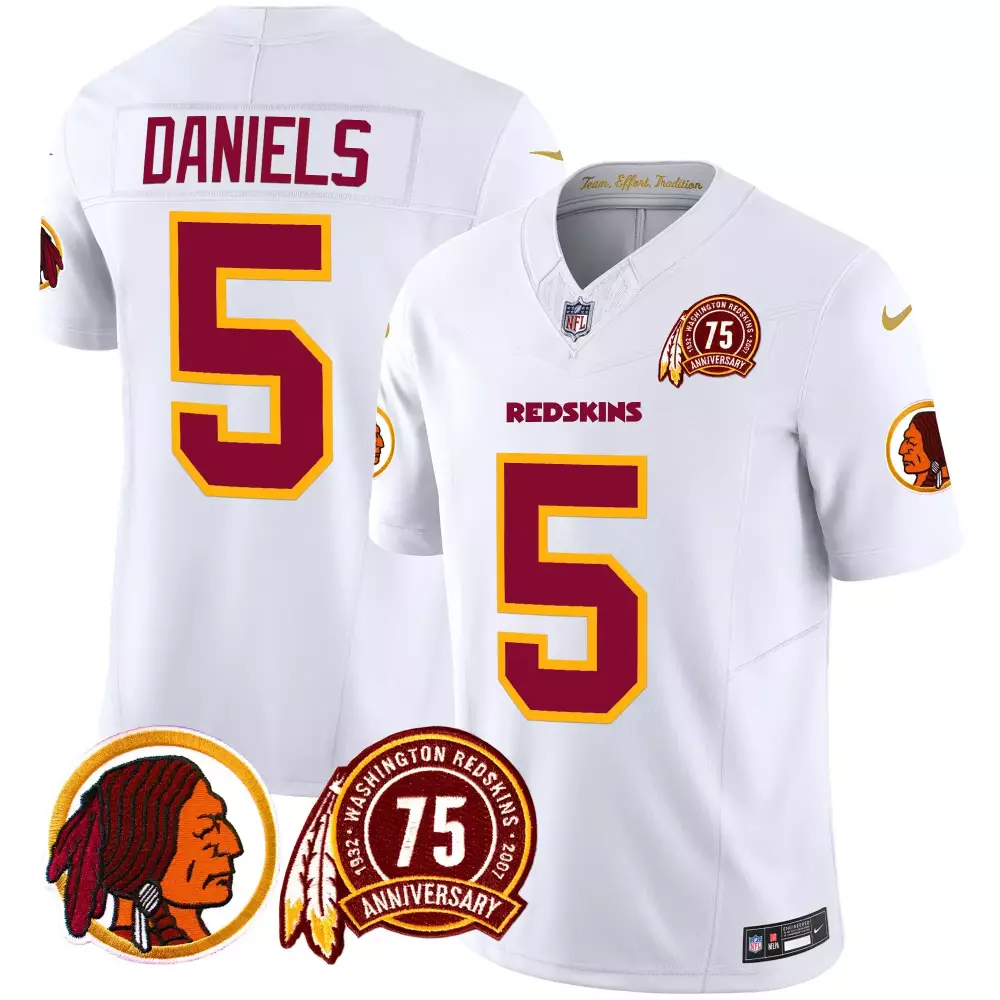 Jayden Daniels 5 Jersey White 75th Anniversary Washington Redskins 2007 Men American