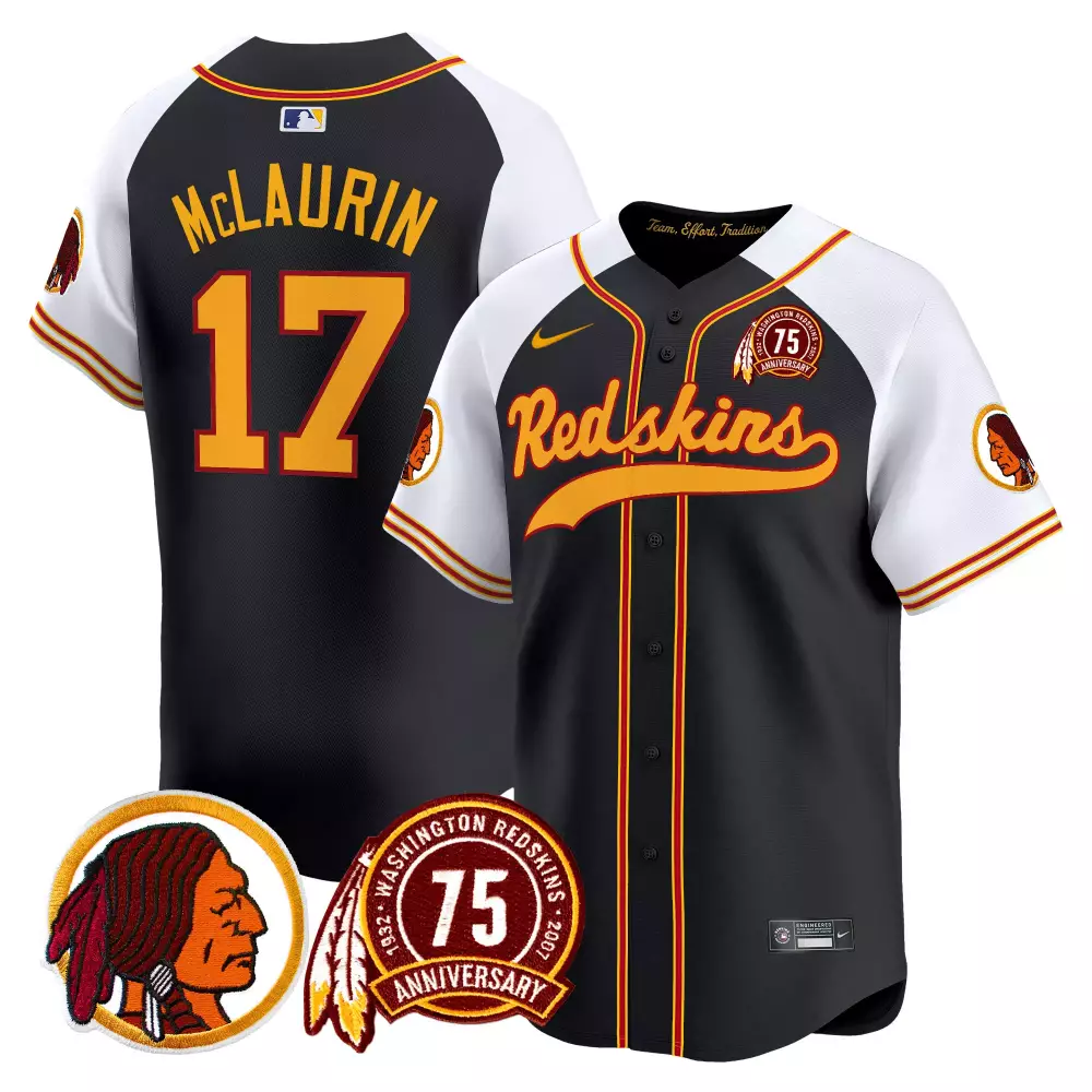 Terry Mclaurin 17 Jersey Black 75th Anniversary Washington Redskins Men Alternate
