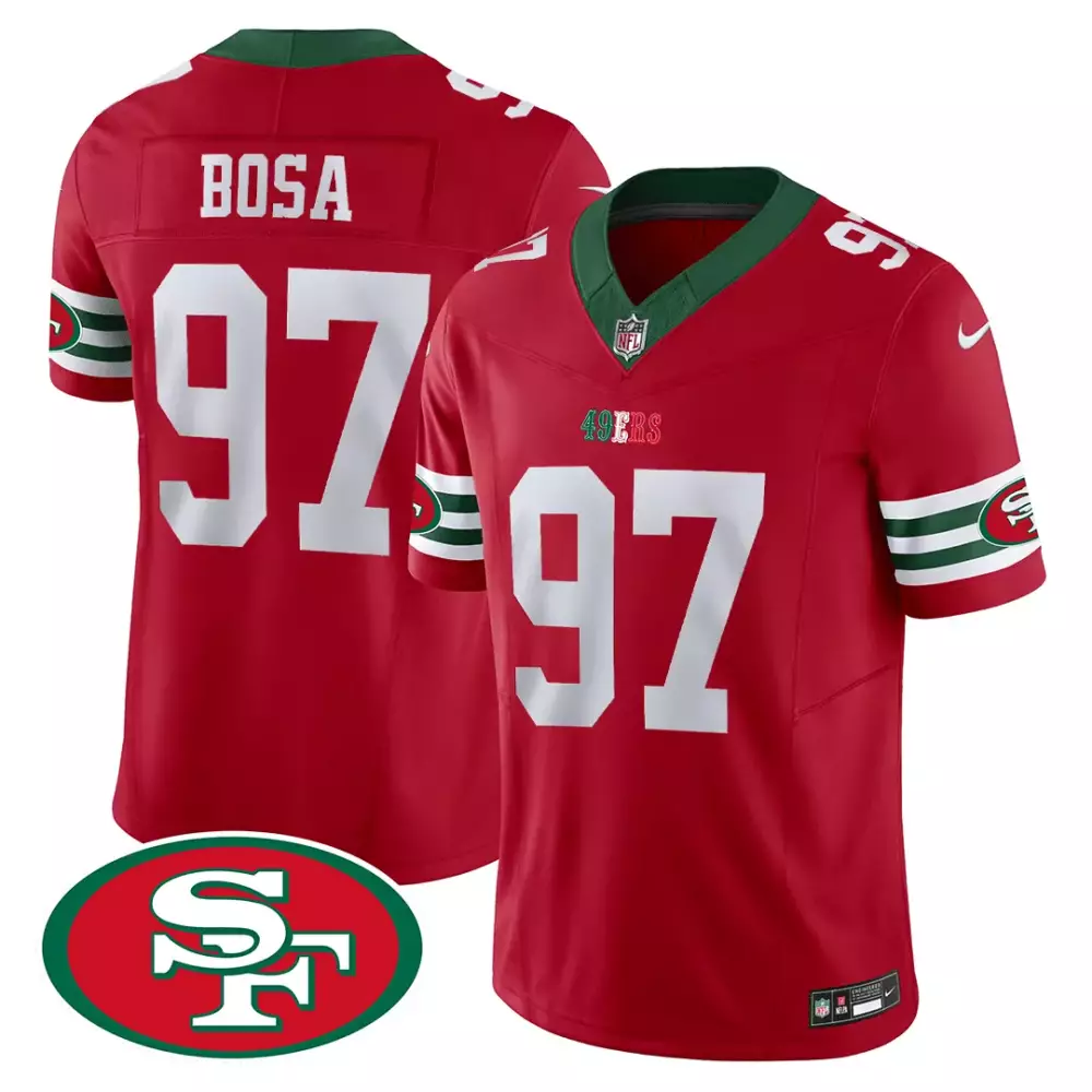 Nick Bosa 97 49ERS Jersey Red Men Authentic White Green All Stitched Vapor