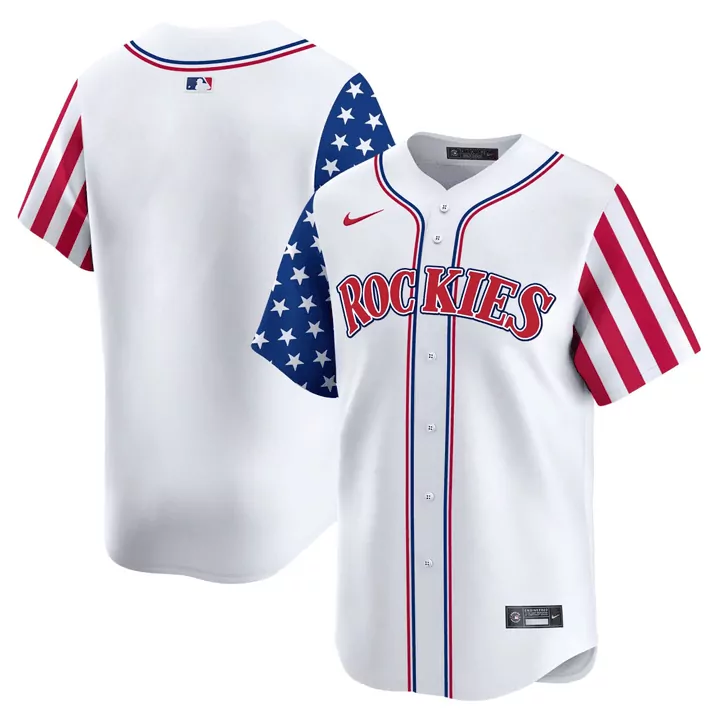 Colorado Rockies Jersey White Men Split Design Red Blue All Stitched Vapor