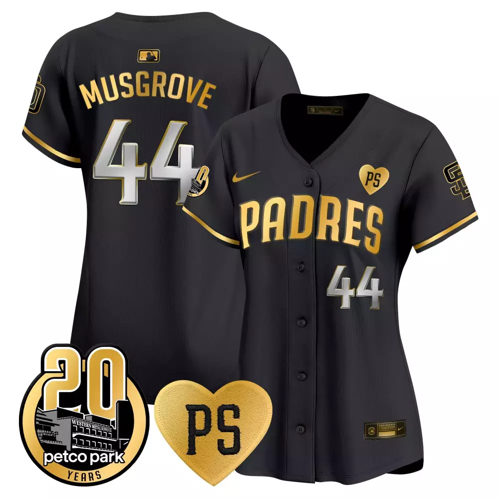 Joe Musgrove 44 Padres Jersey Black Petco Park 20 Years Ps Heart Men Player Gold