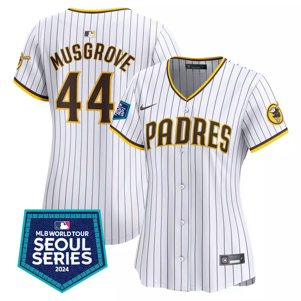 Joe Musgrove 44 Padres Jersey White Men Brown Yellow Vapor Premier Limited All Stitched