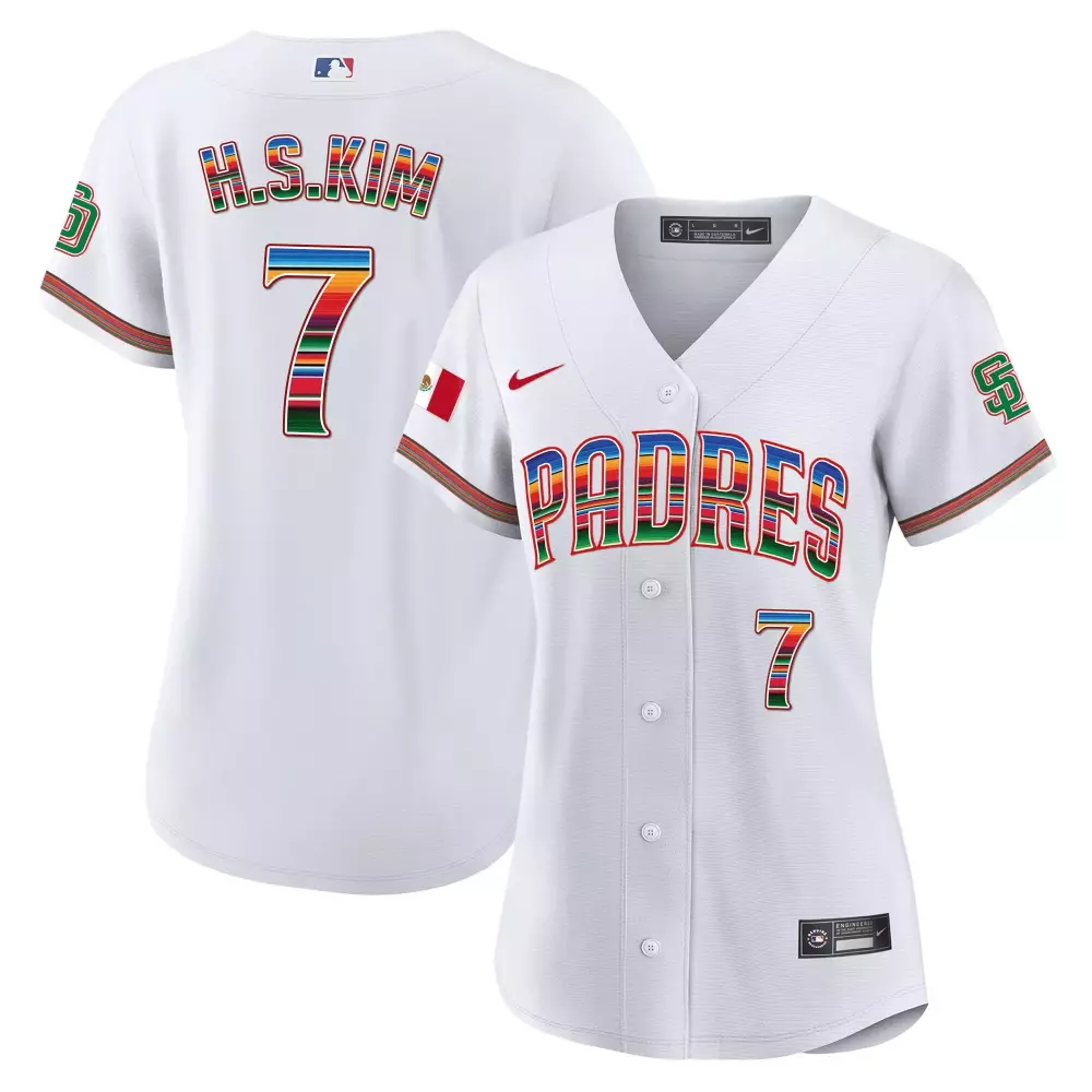 Haseong Kim 7 Padres Jersey White City Connect Mexico Flag Custom Design Green Red