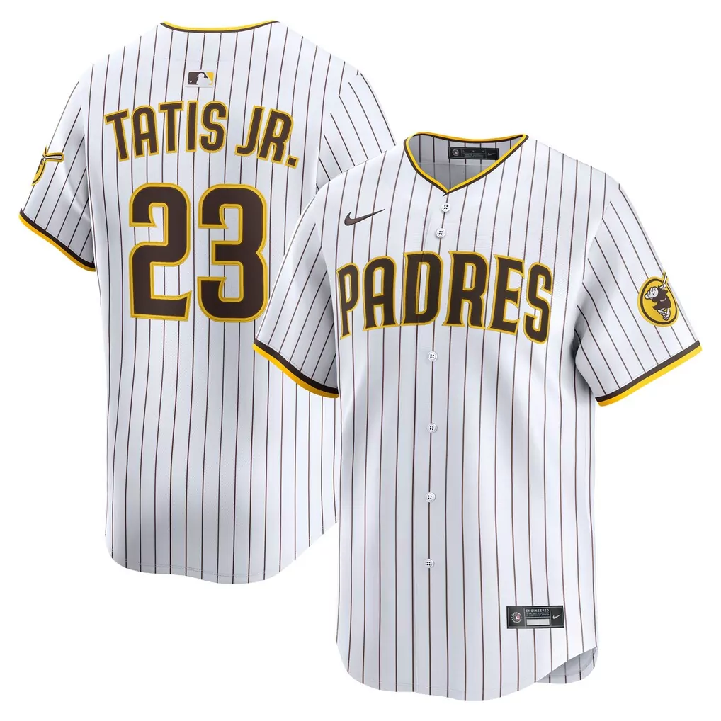 Fernando Tatis Jr. 23 Padres Jersey White Men Brown Yellow Home Limited