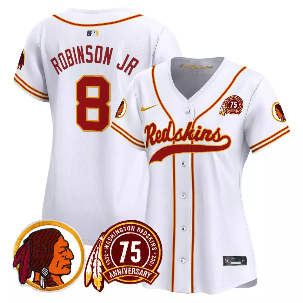 Robinson Jr. 8 Jersey White 75th Anniversary Washington Redskins Women Red Gold Throwback