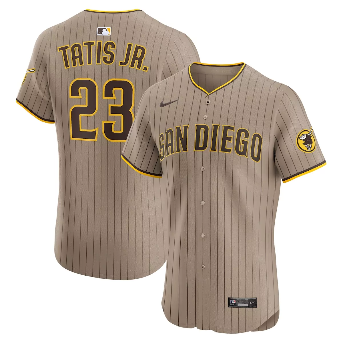 Fernando Tatis 23 Jersey Brown San Diego Padres Men Split Design Yellow Black Elite