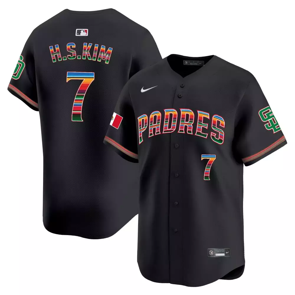 Haseong Kim 7 Padres Jersey Black City Connect Mexico Flag Men Custom Design Green
