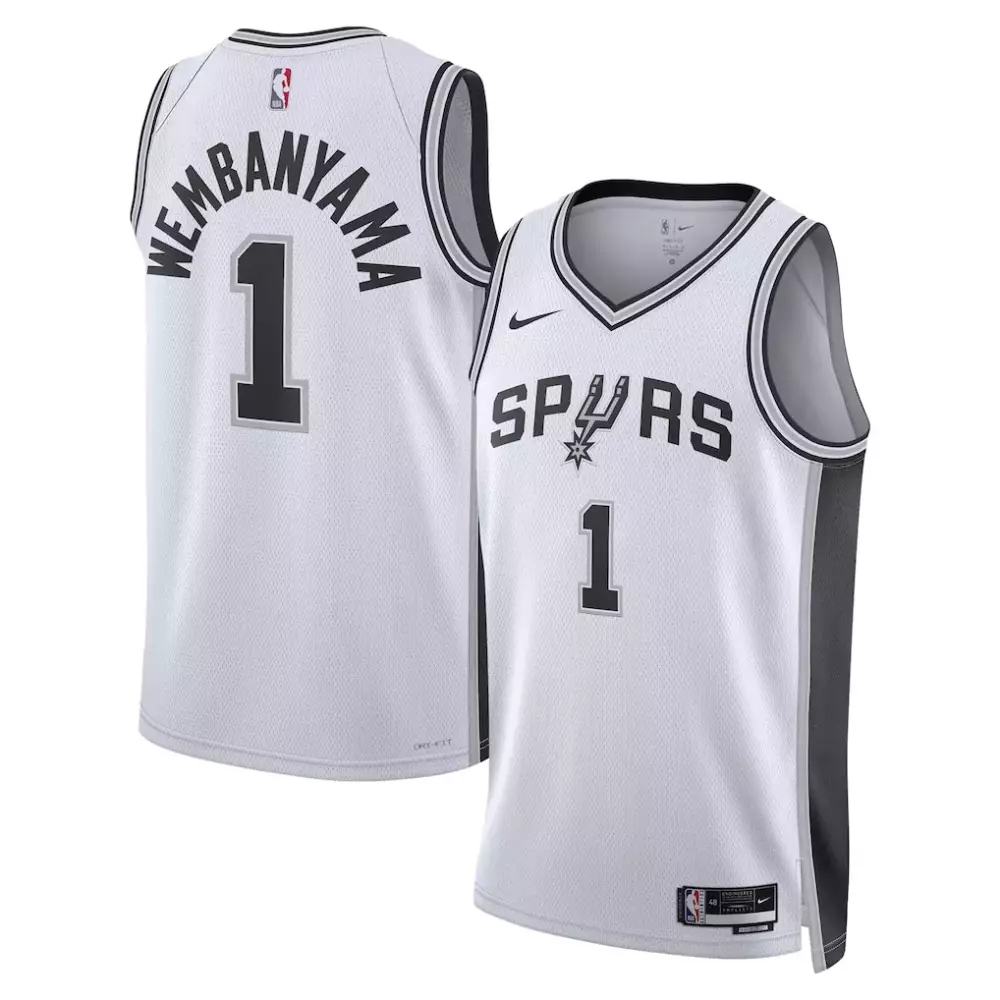 Victor Wembanyama 1 Spurs Jersey White Men NBA Black Grey Unisex Swingman