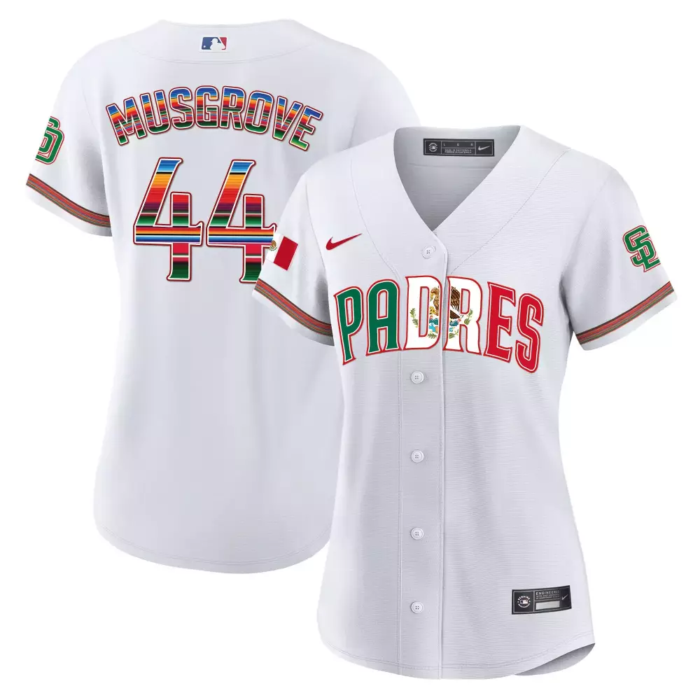 Joe Musgrove 44 Padres Jersey White Mexican Flag Men Alternate Split Design Green