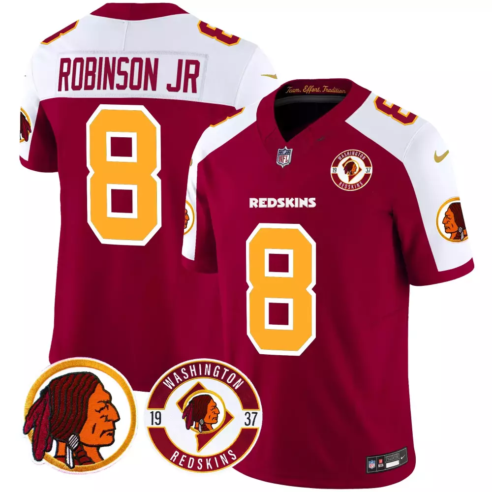 Robinson Jr. 8 Jersey Burgundy Washington Redskins Men NFL White Gold Alternate Vapor