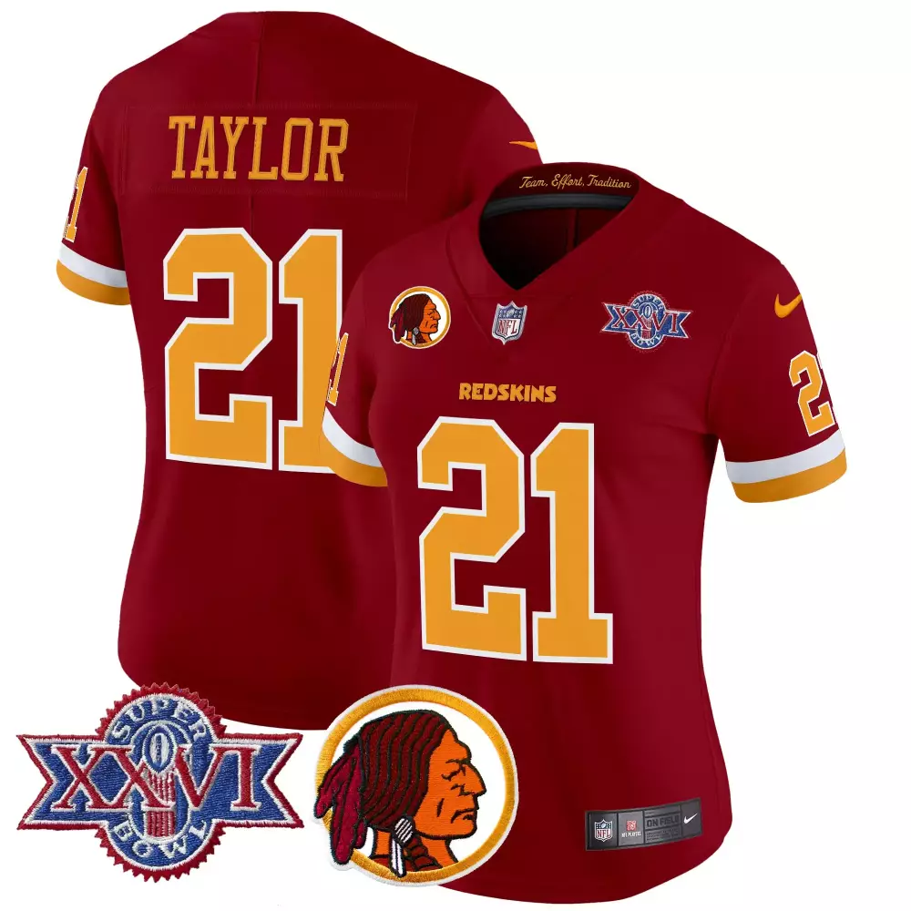Taylor Redskins 21 Jersey Maroon Super Bowl Xxvi Champions Washington Men Replica