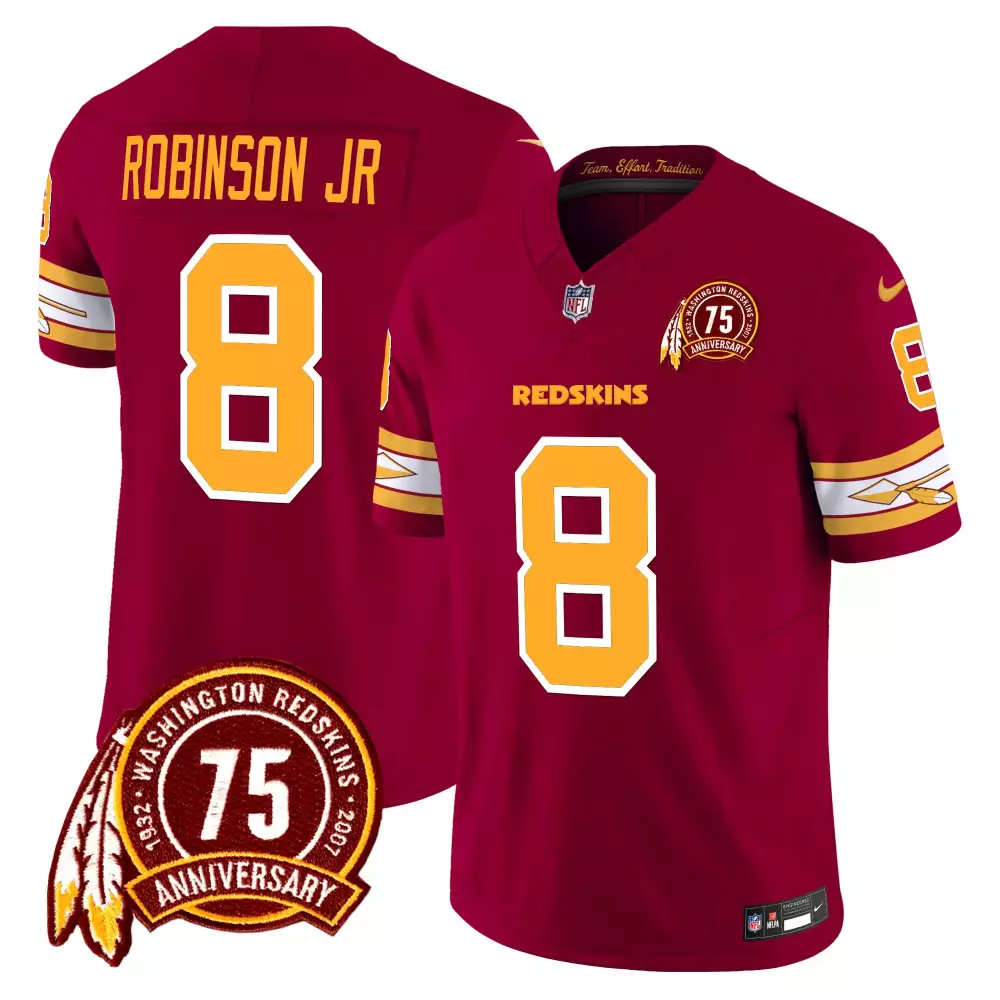 Robinson Jr. 8 Jersey Maroon 75th Anniversary Washington Redskins Men Player Gold