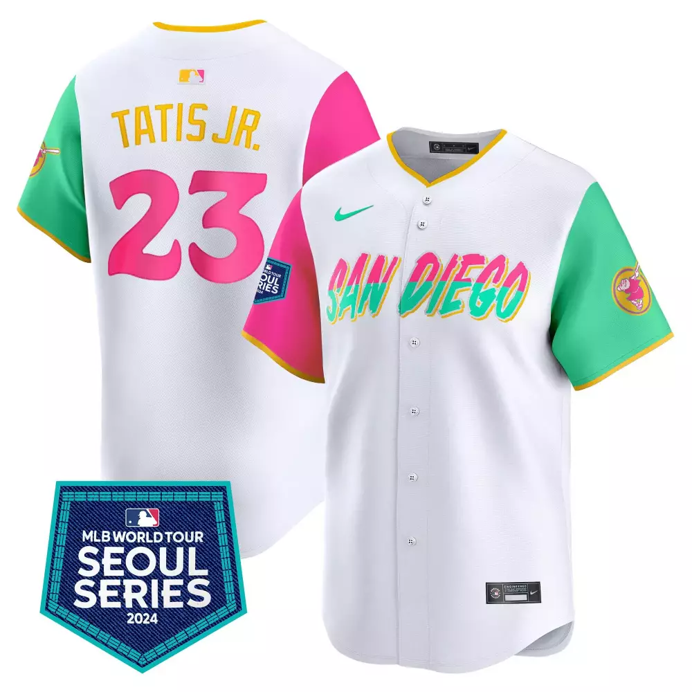 Fernando Tatis 23 Jersey White MLB World Tour Seoul Series 2024 San Diego Padres