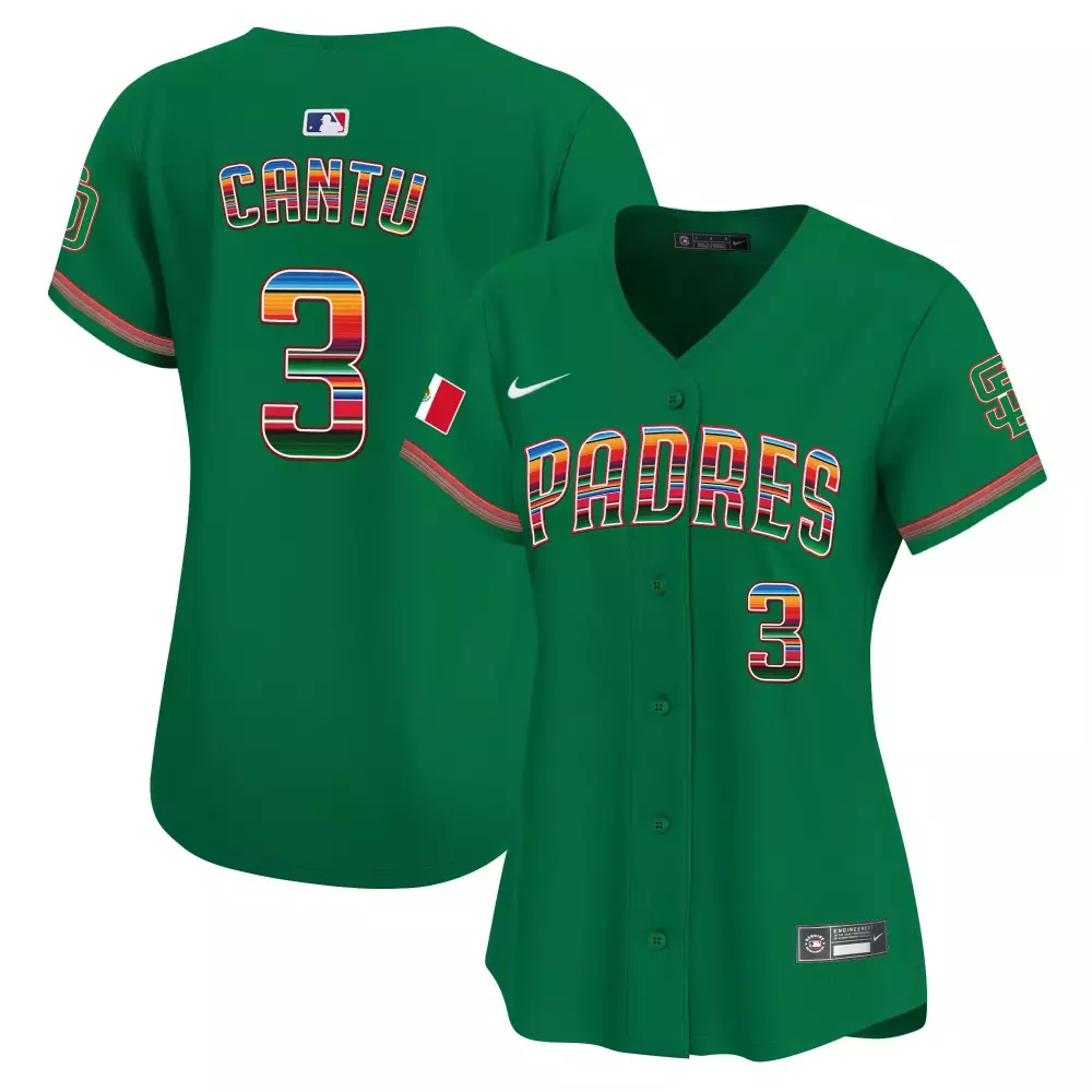 Jorge Cantu 3 Padres Jersey Green Mexican Flag Men Split Design Red White Blue Yellow