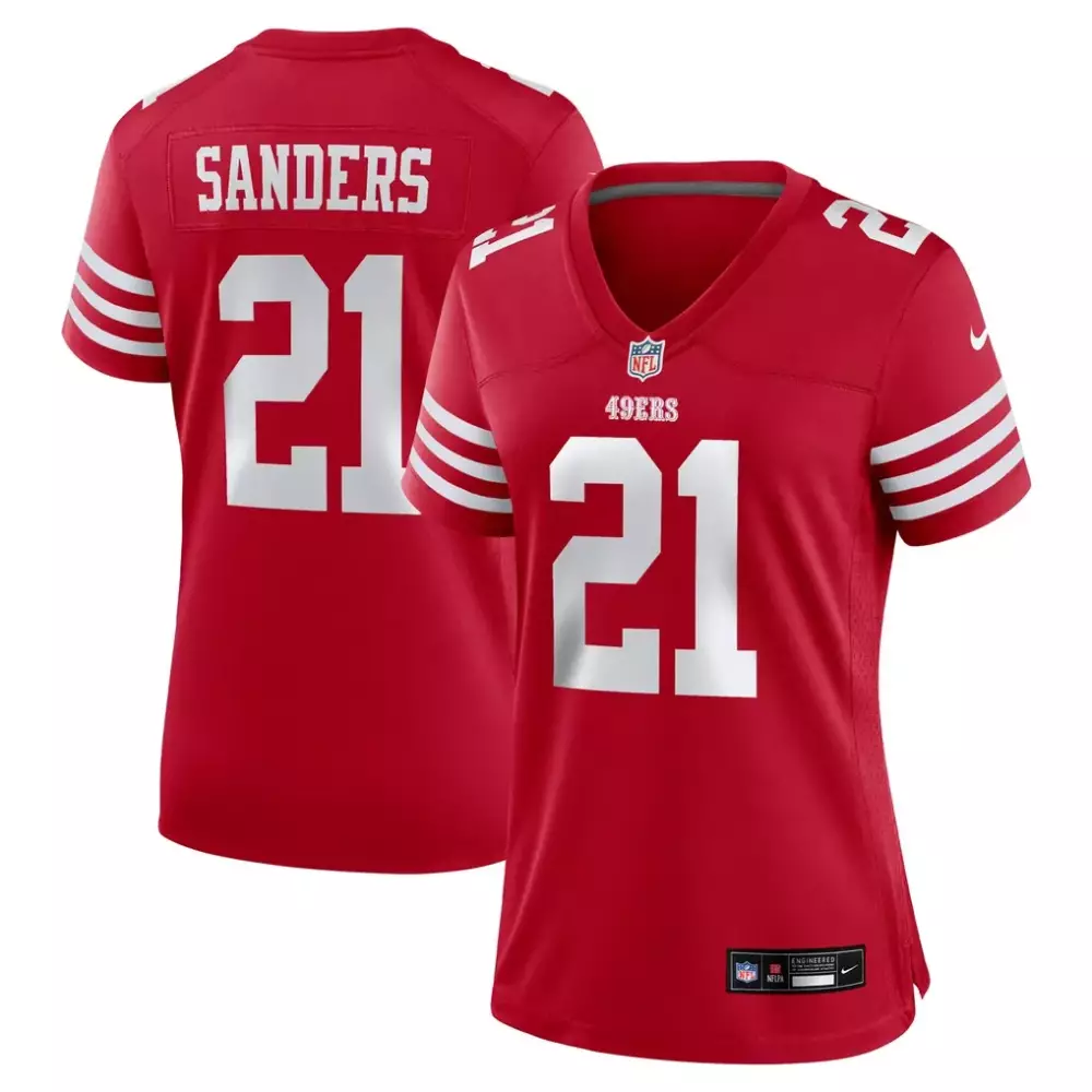 Deion Sanders 21 49ERS Jersey Red Men Replica White Retired Game