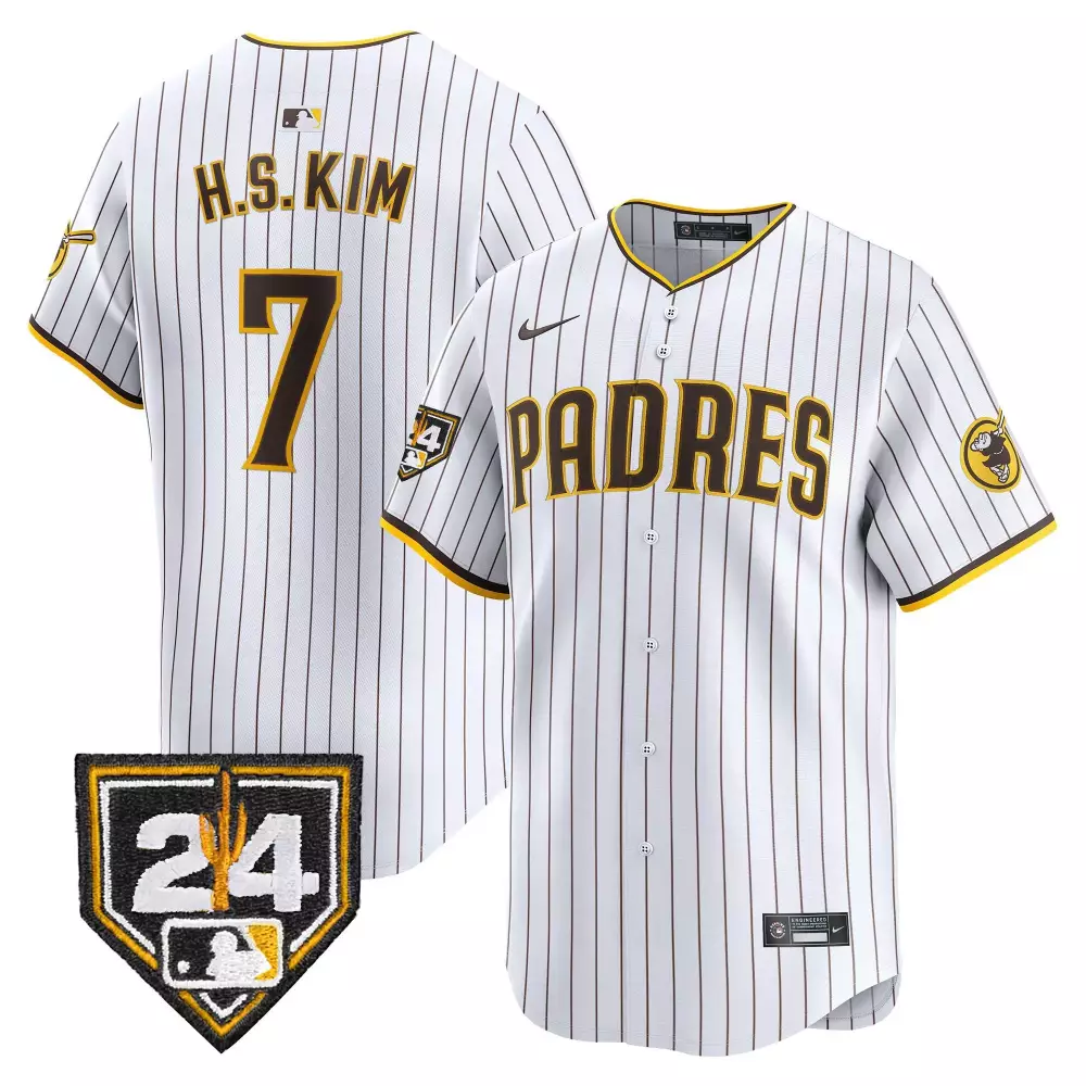 Haseong Kim 7 Padres Jersey White City Connect Men Brown Yellow Vapor Premier Limited