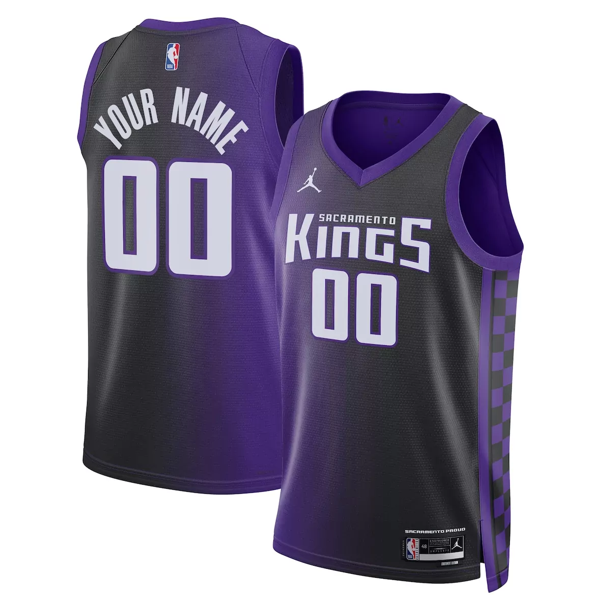 Custom Sacramento Kings Jersey Black Men Purple Unisex