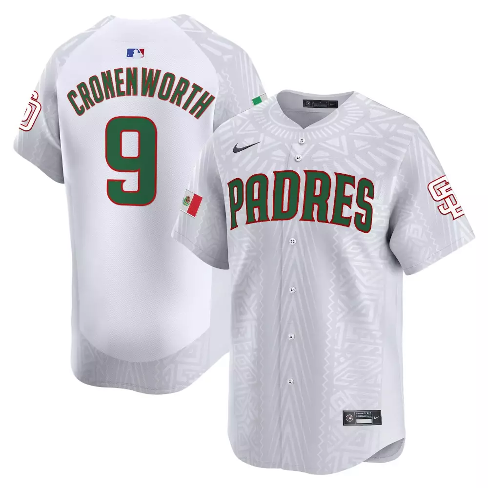 Cronenworth Mexican 9 Padres Jersey White Mexico Flag Men Custom Design Green Red