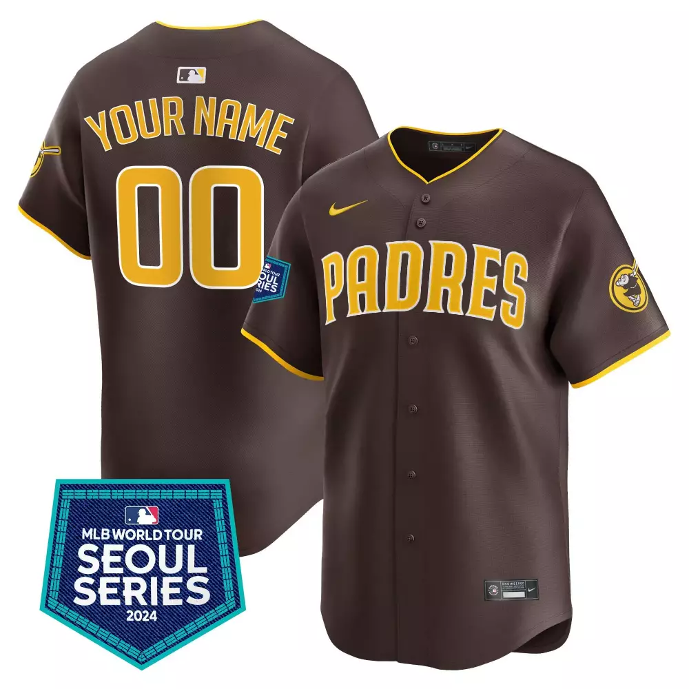 Custom San Diego Padres Jersey Brown Men Yellow Vapor Premier Limited All Stitched