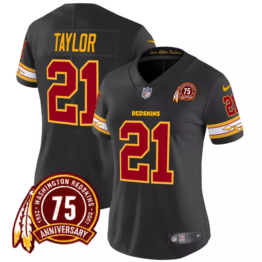 Sean Taylor 21 Jersey Charcoal Washington Redskins Women NFL Burgundy Gold Vapor