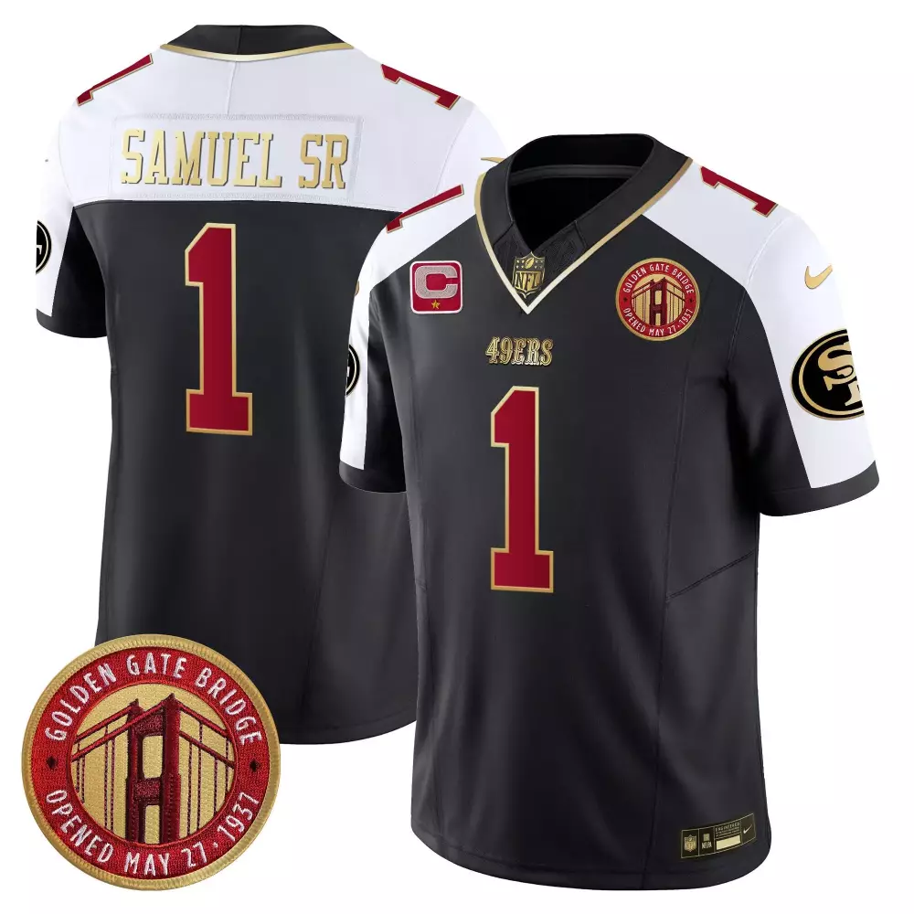 Deebo Samuel 1 49ERS Jersey Black Golden Gate Bridge 2021 Men Game Alternate Custom Design