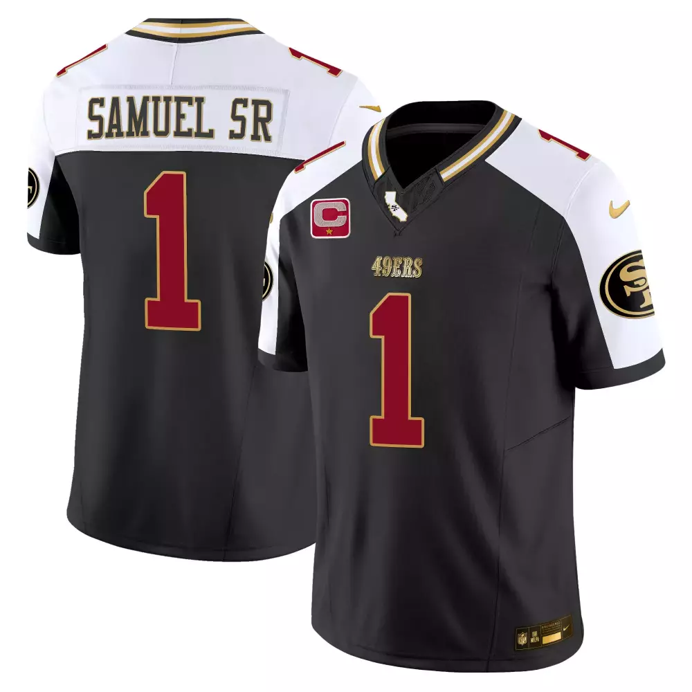 Deebo Samuel 1 49ERS Jersey Black Men Alternate White Gold Red Vapor All Stitched