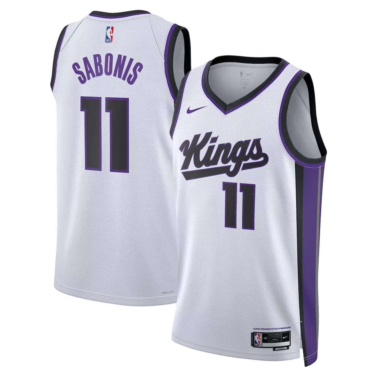 Domantas Sabonis 11 Jersey White Sacramento Kings Men Association Edition Purple