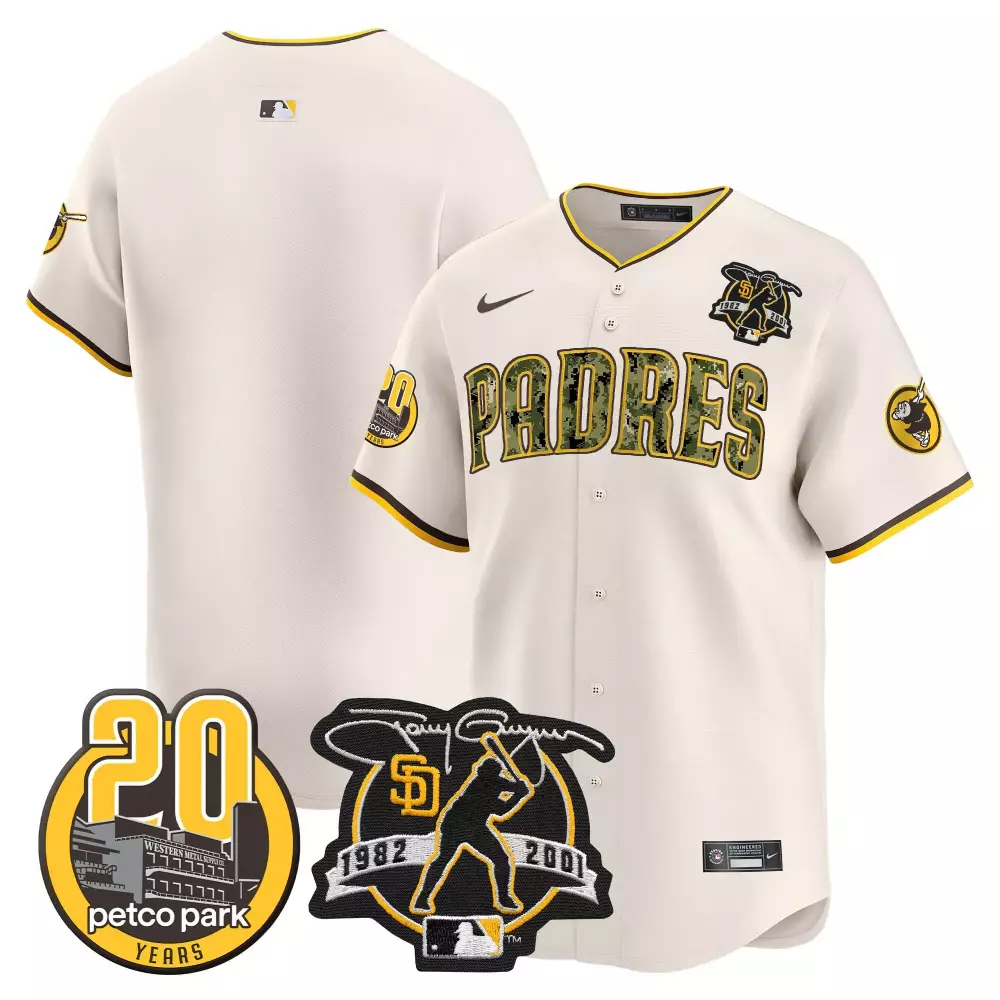 Tony Gwynn San Diego Padres Jersey Cream 20th Anniversary Petco Park 1982-2001 2021