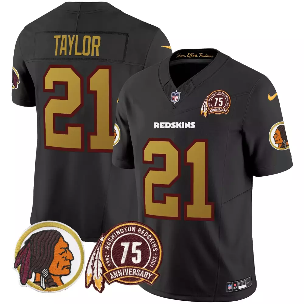 Sean Taylor 21 Jersey Black 75th Anniversary Washington Redskins Men Game Maroon