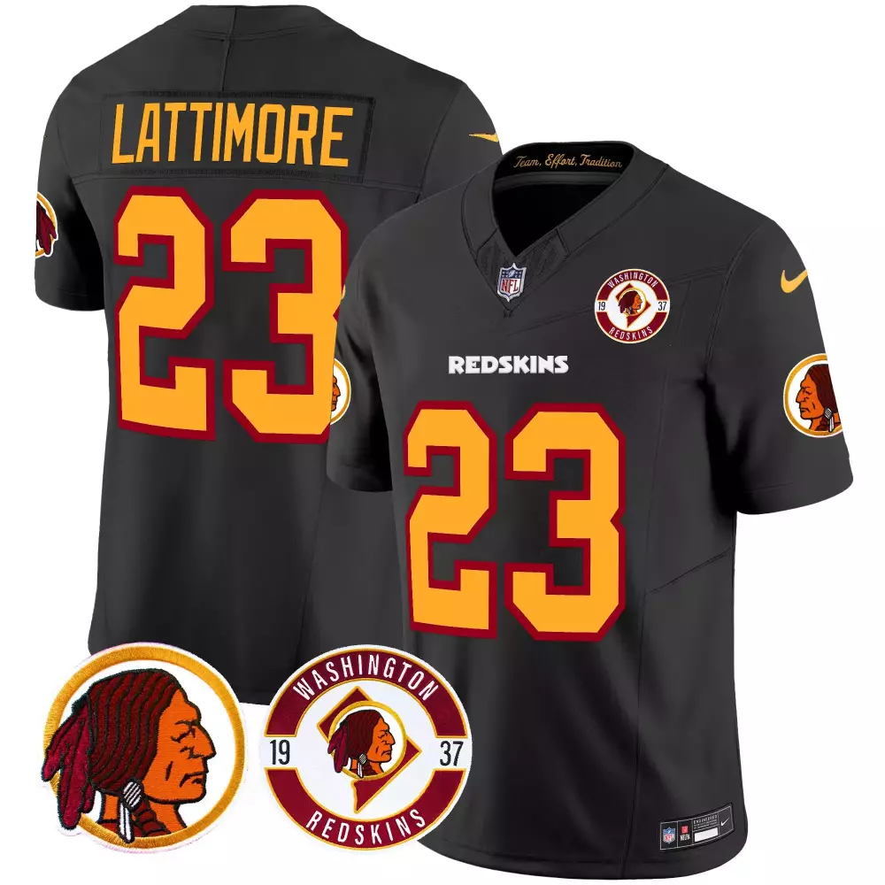 Marshon Lattimore 23 Jersey Black Washington Redskins Circular Men Maroon Gold Vapor