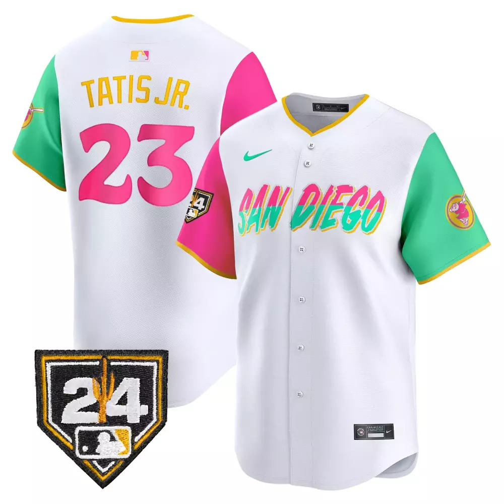 Fernando Tatis 23 Jersey White City Connect San Diego Padres Men Split Design Pink