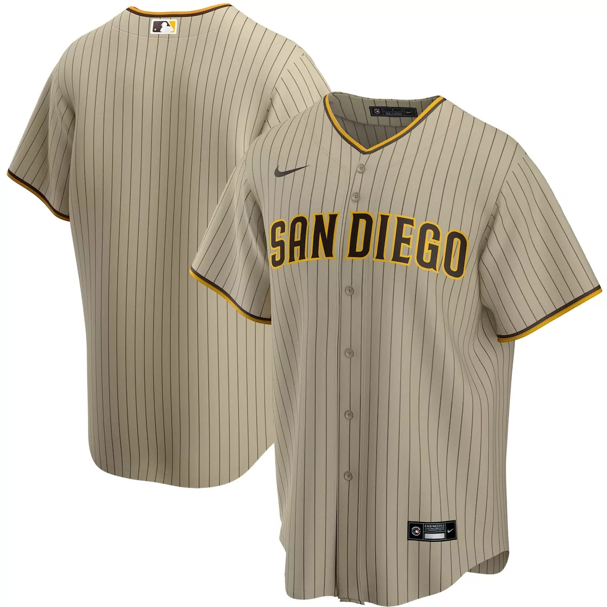 San Diego Padres Jersey Tan Men Pinstripe Brown Yellow Alternate