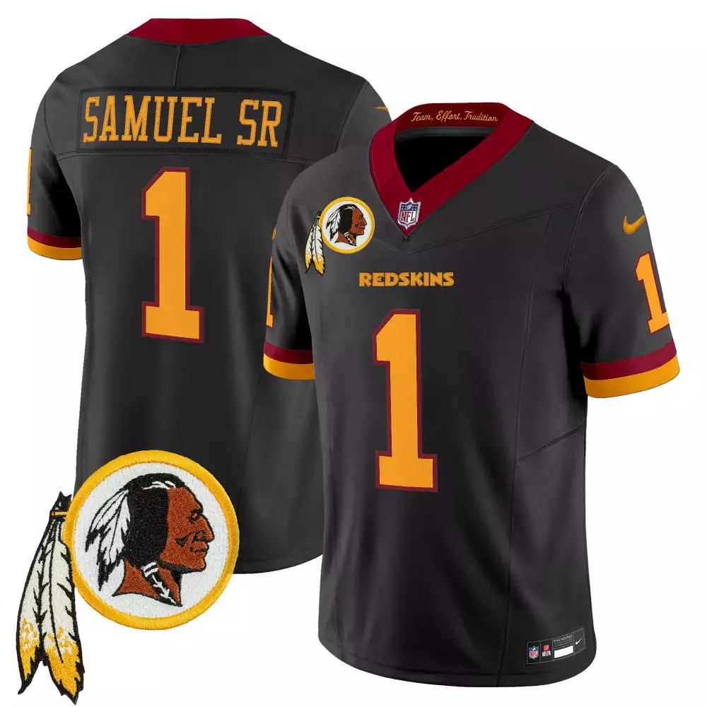 Samuel Sr. 1 Washington Redskins Jersey Black Throwback Feather Men Design Maroon