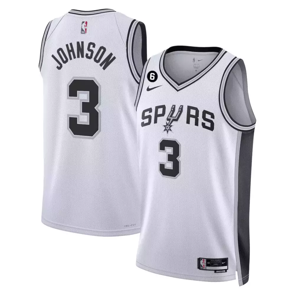 Keldon Johnson 3 Spurs Jersey White Men Black Gray All Stitched Vapor
