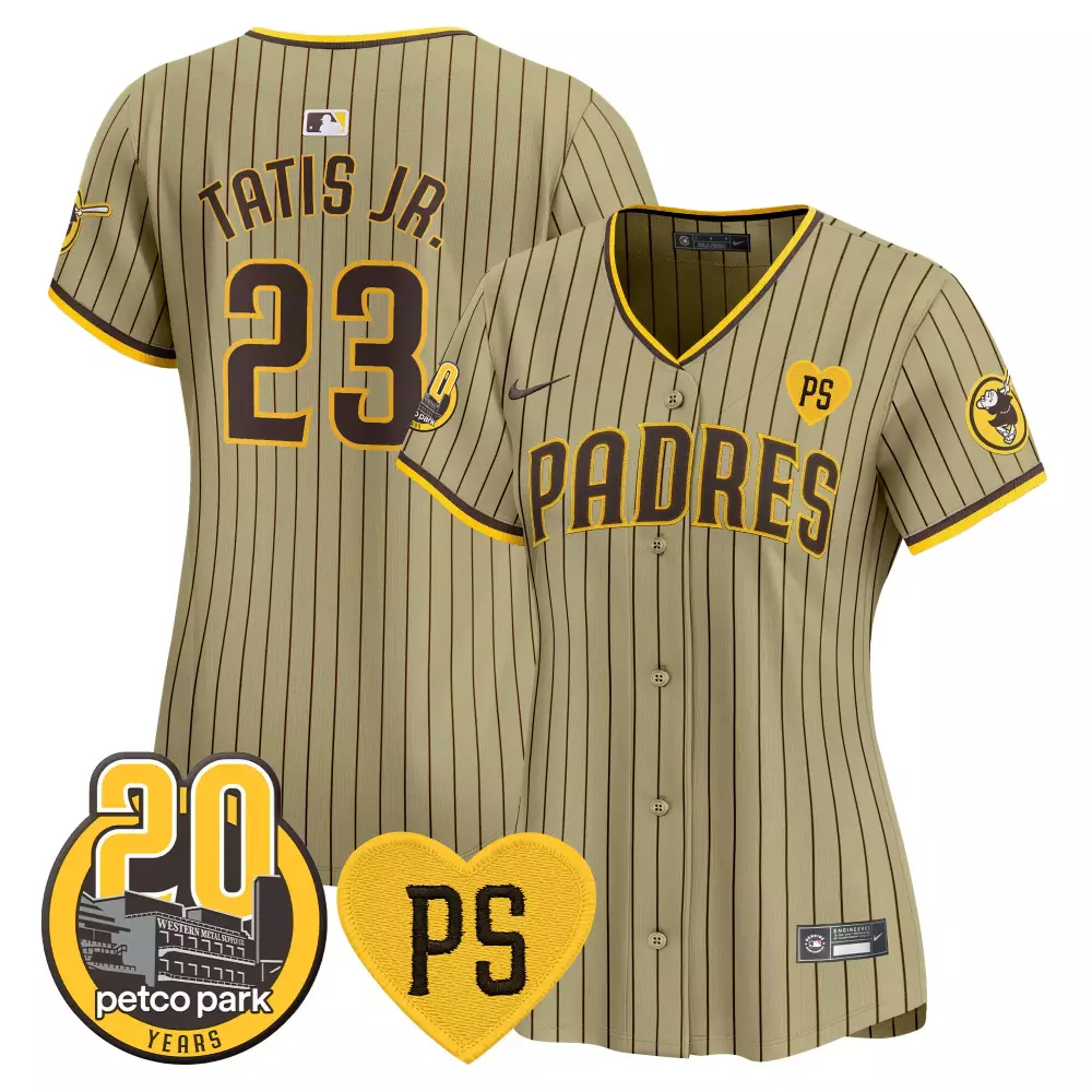 Fernando Tatis 23 Padres Jersey Tan 20th Anniversary Petco Park 20 Years Ps Heart 2022