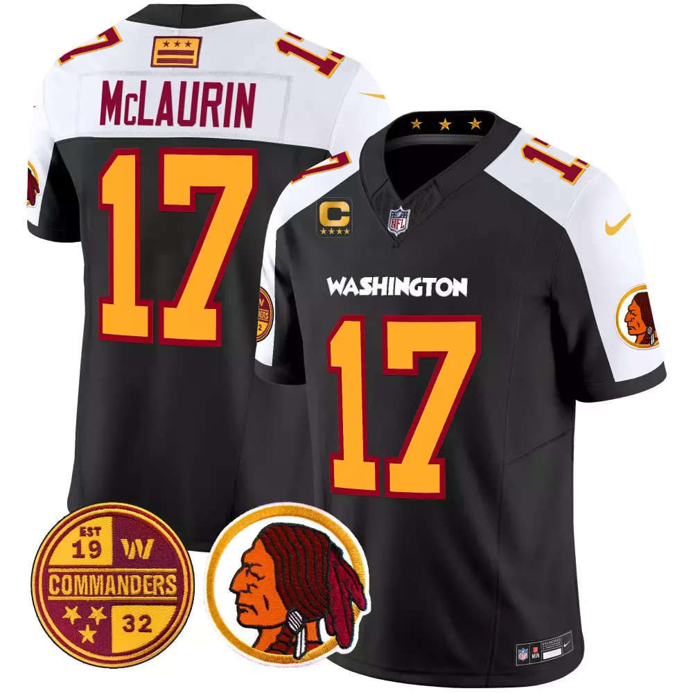 Terry Mclaurin 17 Commanders Jersey Black 19 32 Men Alternate Split Design White